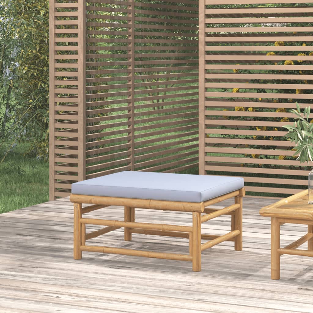 Gartenhocker mit Hellgrauem Kissen Bambus Gartenhocker mit Hellgrauem Kissen Bambus
