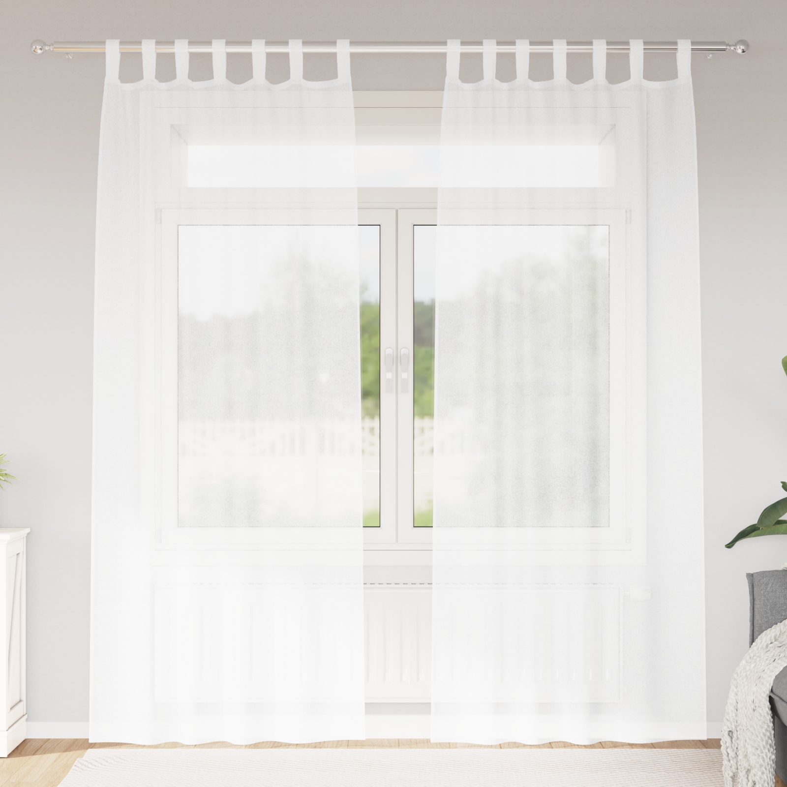 Vorhänge mit Vorhängen 2 pcs Weiß 140 x 260 cm Polyester