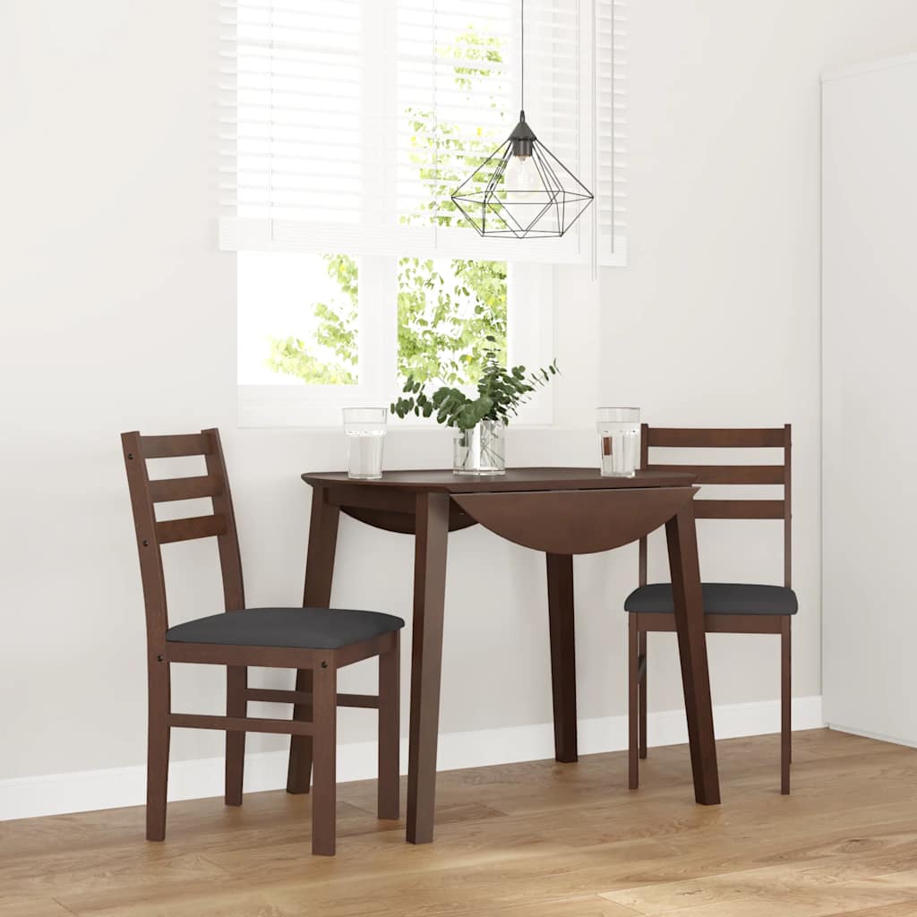 Esszimmerstühle mit Kissen 2 Stk. Braun Massivholz Gummibaum