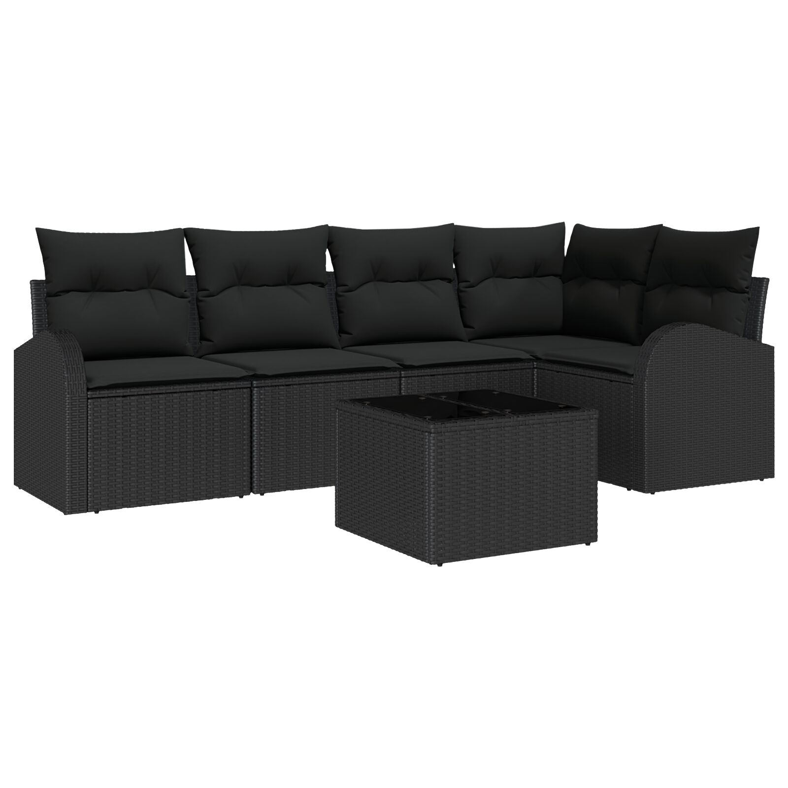 6-teiliges Garten Sofa Set mit Kissen Beige Poly Rattan, 2-Sitzer Garten Sofa mit Stauraum & Kissen Schwarz Poly Rattan 6-teiliges Garten Sofa Set mit Kissen Beige Poly Rattan, 2-Sitzer Garten Sofa mit Stauraum & Kissen Schwarz Poly Rattan