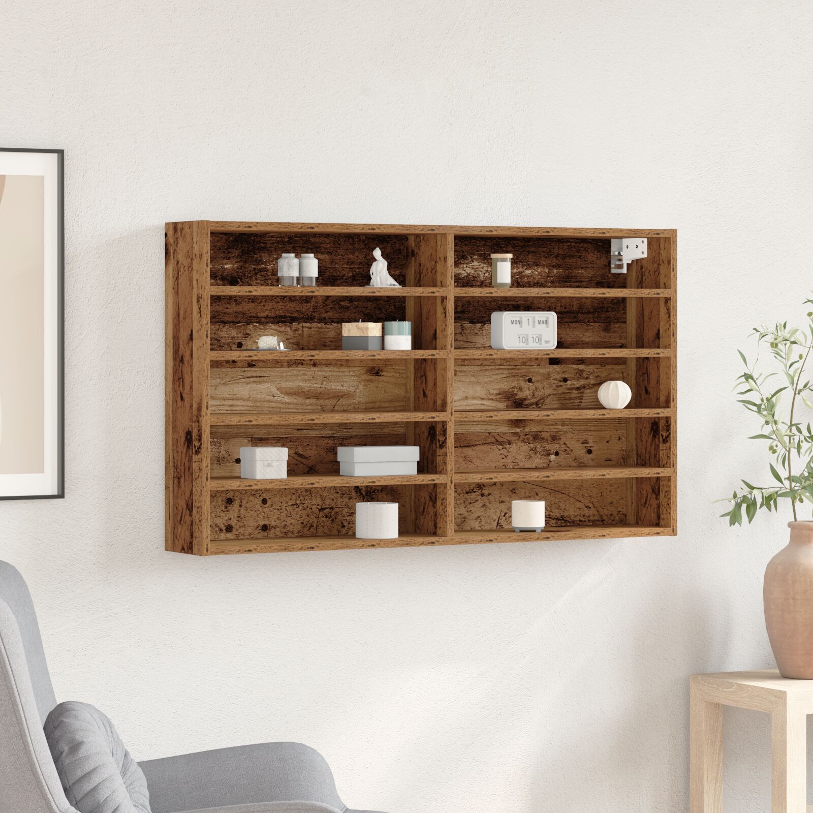 Vitrine Schrank Alte Holz 100x15x58 cm Holzwerkstoff