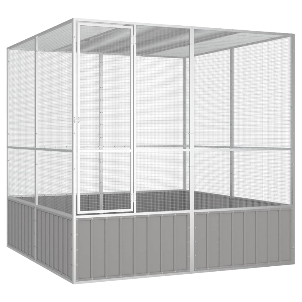 Vogelkäfig Grau 213,5x217,5x211,5 cm Verzinkter Stahl