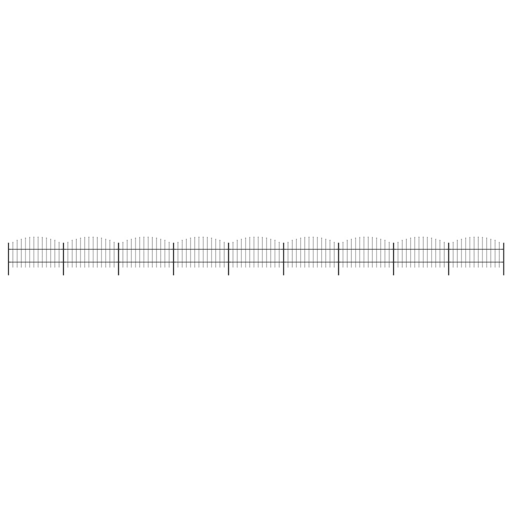 Gartenzaun mit Speerspitzen Stahl (0,75 - 1) x 15,3 m Schwarz