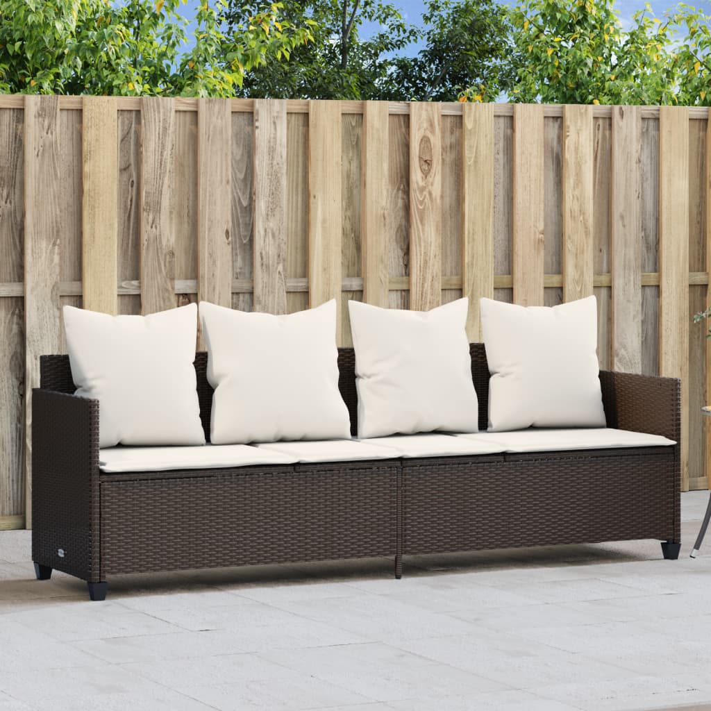 Sonnenliege mit Kissen Braun Poly Rattan Sonnenliege mit Kissen Braun Poly Rattan