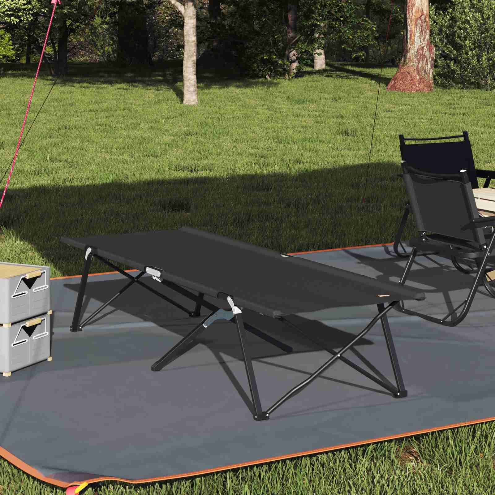 Klappbare Sonnenliege mit Tragetasche Schwarz 600D Oxford-Stoff