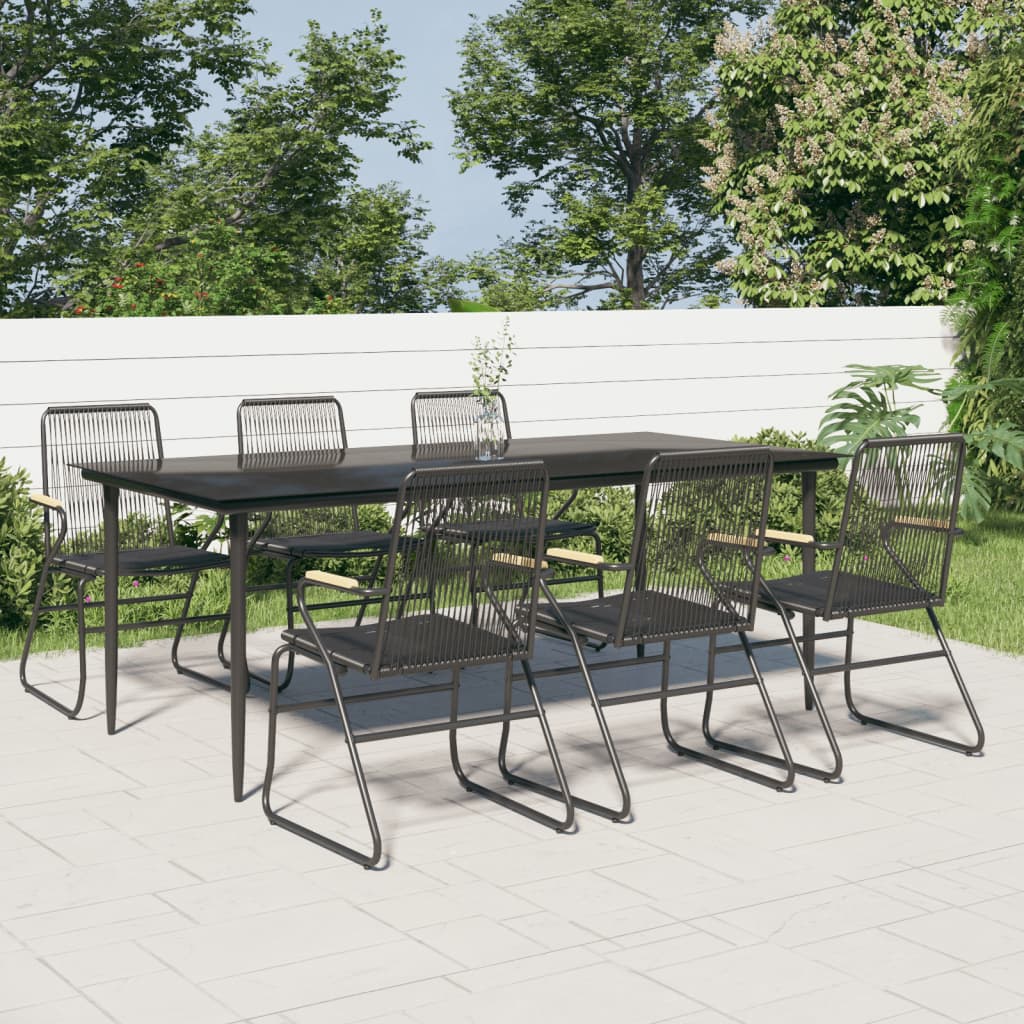7-tlg. Garten-Essgruppe Schwarz PVC-Rattan 7-tlg. Garten-Essgruppe Schwarz PVC-Rattan