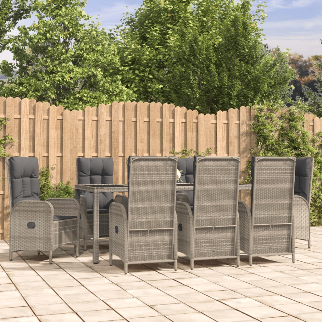 9-tlg. Garten-Essgruppe mit Kissen Grau Poly Rattan 9-tlg. Garten-Essgruppe mit Kissen Grau Poly Rattan