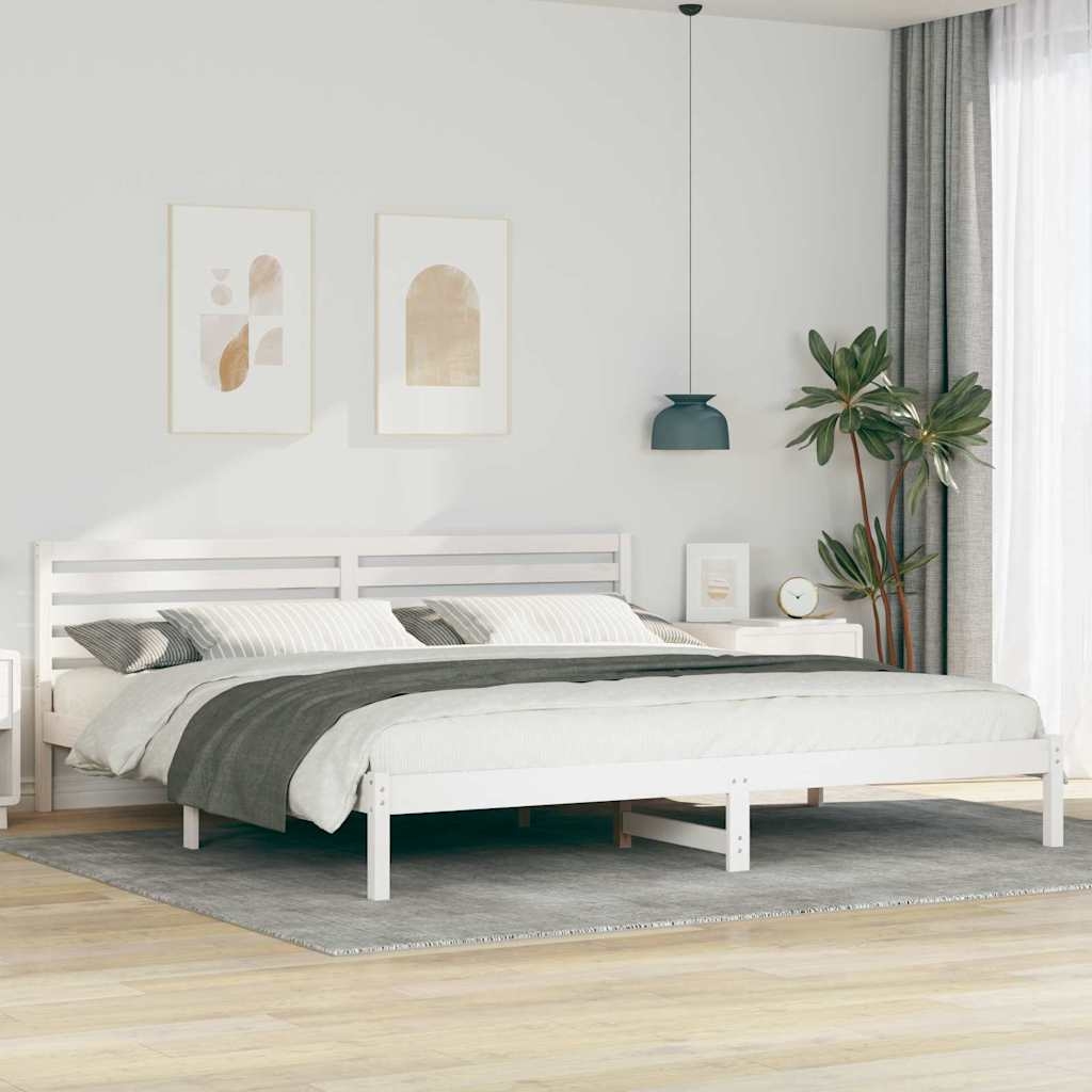 Bettgestell mit Kopfteil Weiß 200 x 220 cm Massivkiefer