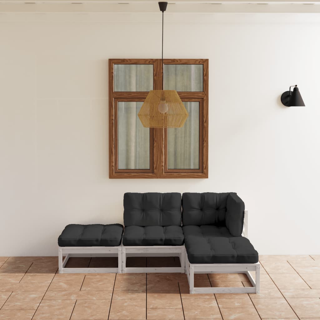 4-tlg. Garten-Lounge-Set mit Kissen Kiefer Massivholz 4-tlg. Garten-Lounge-Set mit Kissen Kiefer Massivholz
