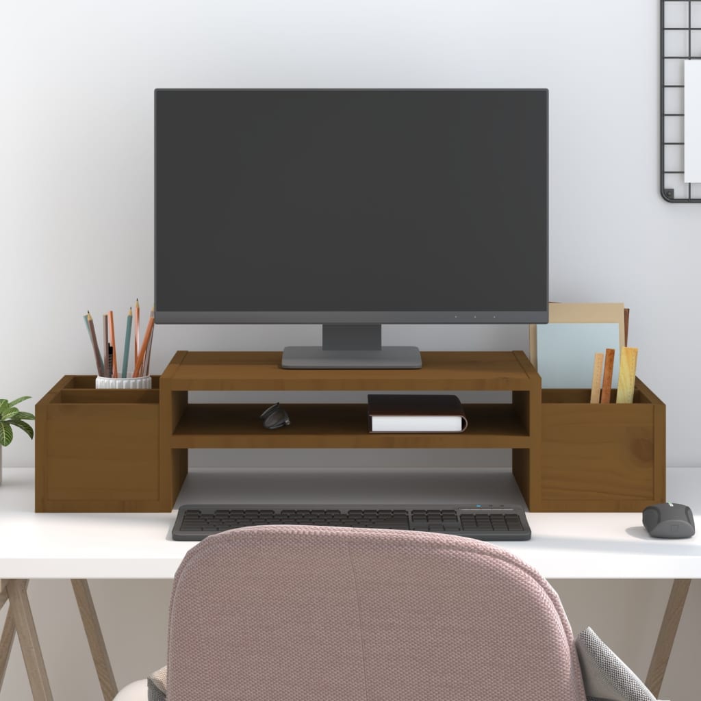 Monitorständer Honigbraun 70x27,5x15 cm Massivholz Kiefer Monitorständer Honigbraun 70x27,5x15 cm Massivholz Kiefer