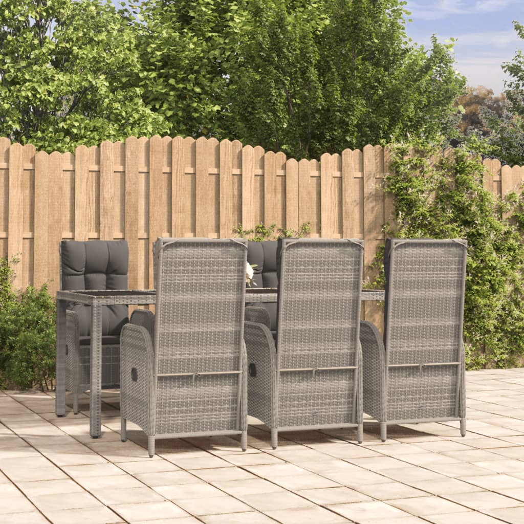 7-tlg. Garten-Essgruppe mit Kissen Grau Poly Rattan 7-tlg. Garten-Essgruppe mit Kissen Grau Poly Rattan