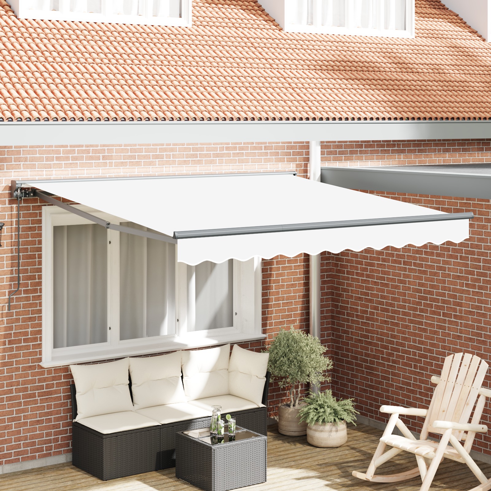 Einziehbare Markise Weiß 300x250 cm Polyester