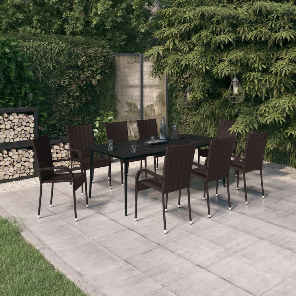 9-tlg. Garten-Essgruppe Braun und Schwarz 9-tlg. Garten-Essgruppe Braun und Schwarz