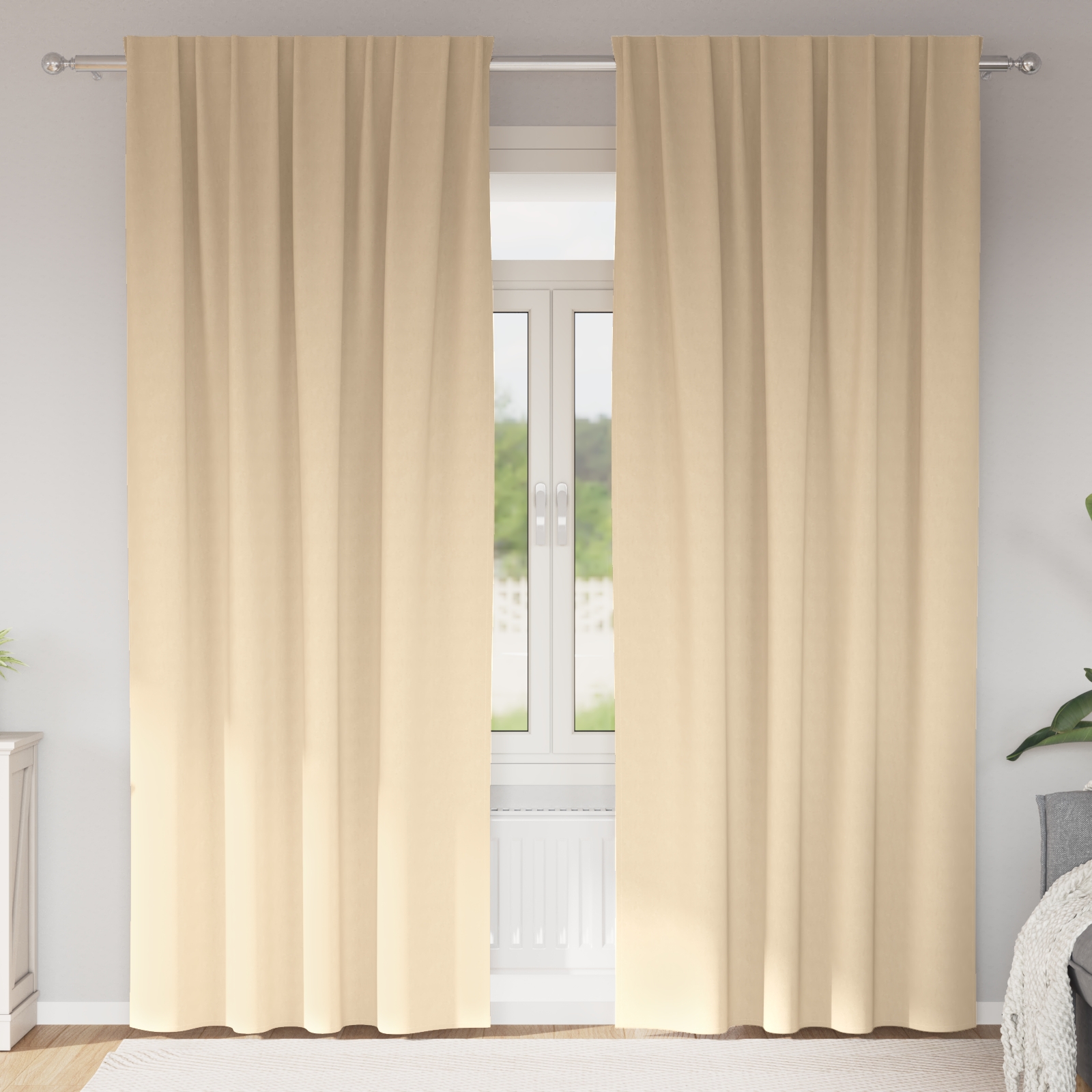 Vorhänge mit Vorhängen 2 pcs Creme 245 x 140 cm Polyester
