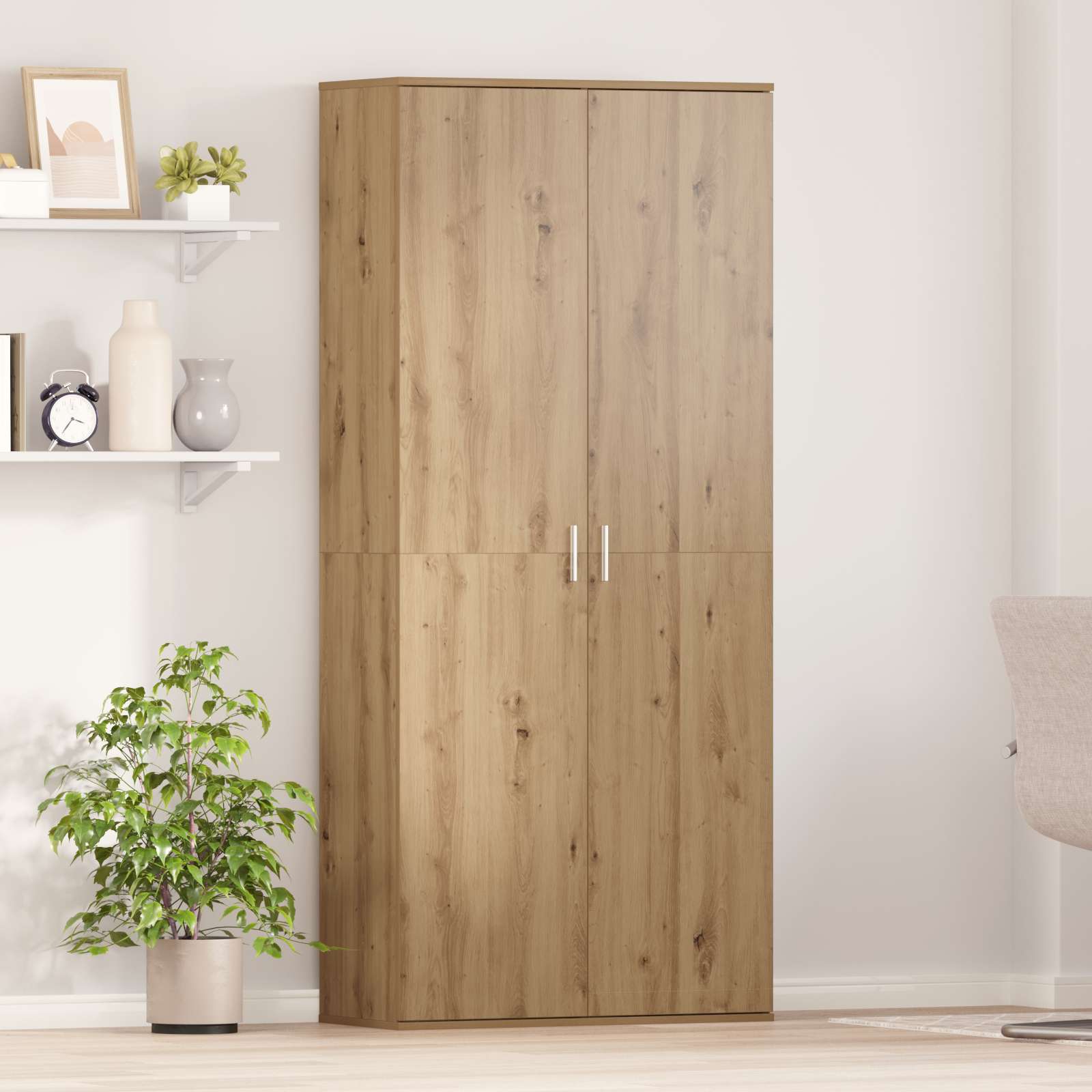 Highboard Artisan Oak 80x35x180 cm Sperrholz