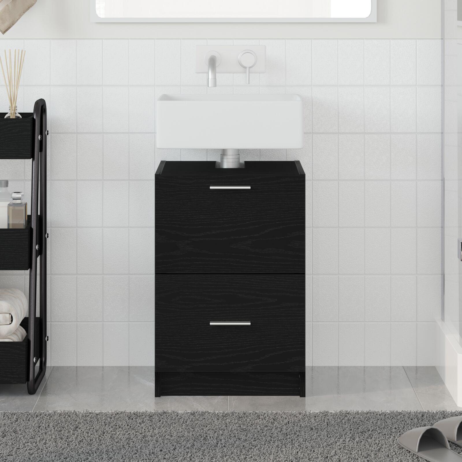 Waschbeckenunterschrank Schwarzeiche 40x37x59 cm MDF