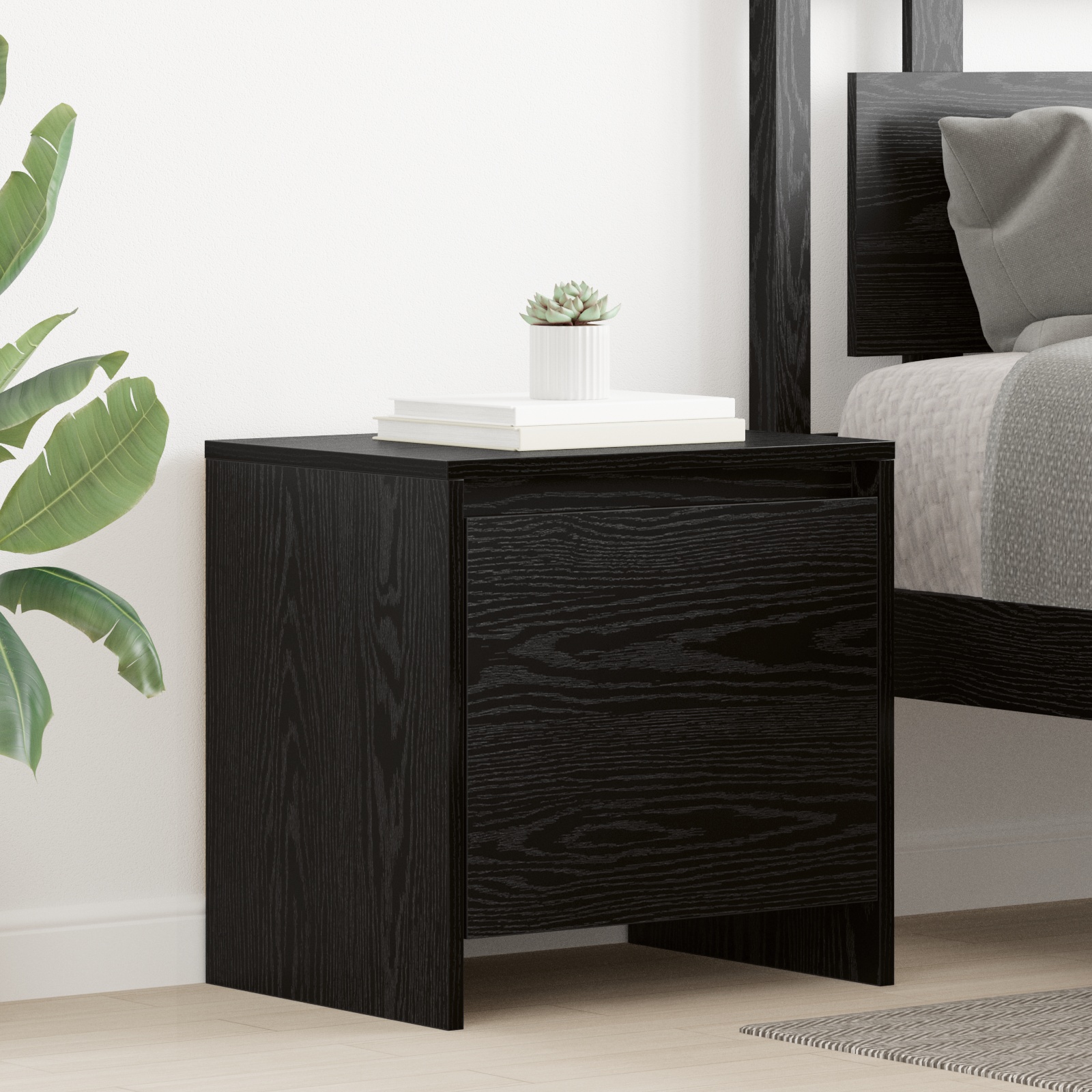 Nachttisch Schwarze Eiche 45 x 34 x 44.5 cm Holzwerkstoff