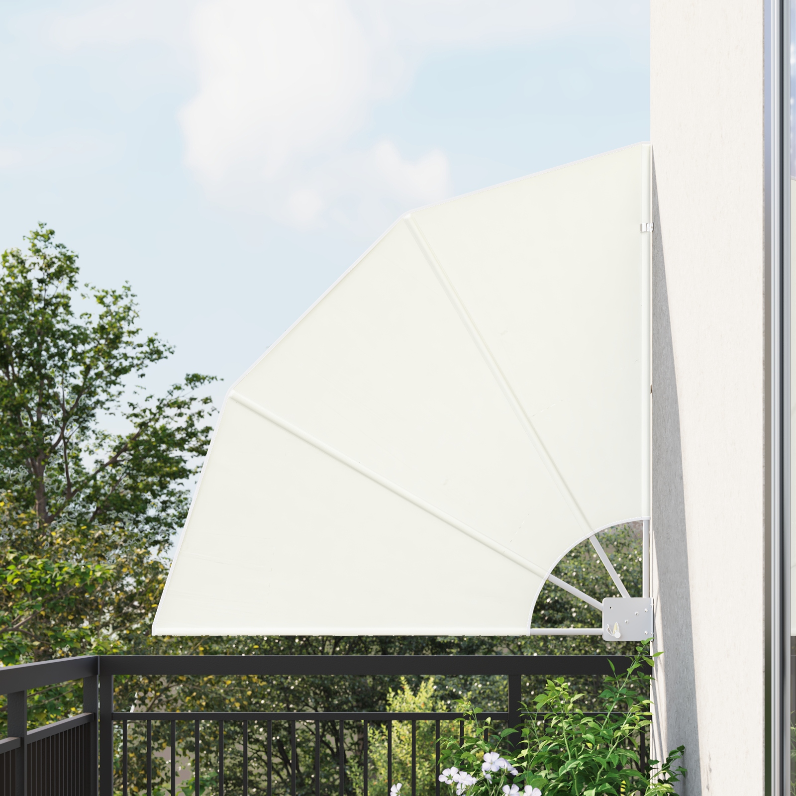 Balkon Sichtschutz Creme 115 x 115 cm Stoff