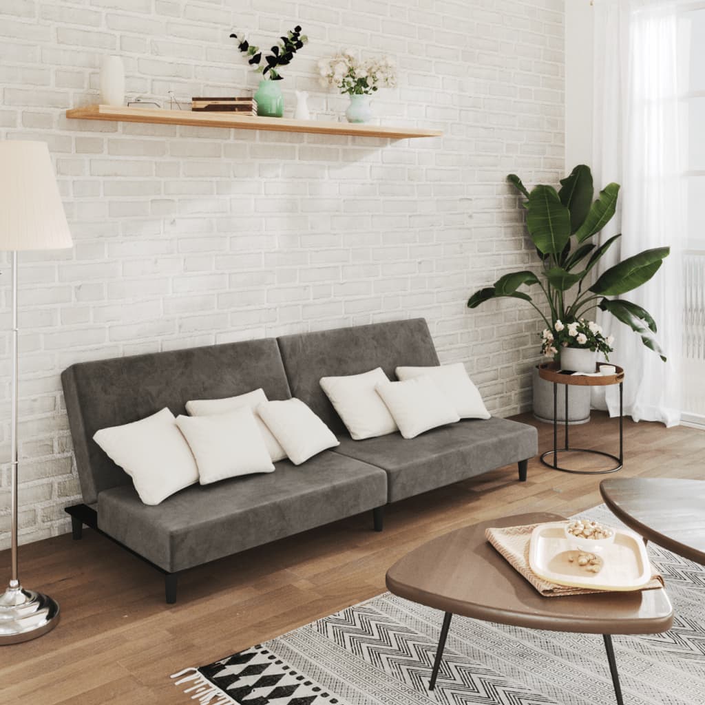 Schlafsofa 2-Sitzer Dunkelgrau Samt Schlafsofa 2-Sitzer Dunkelgrau Samt