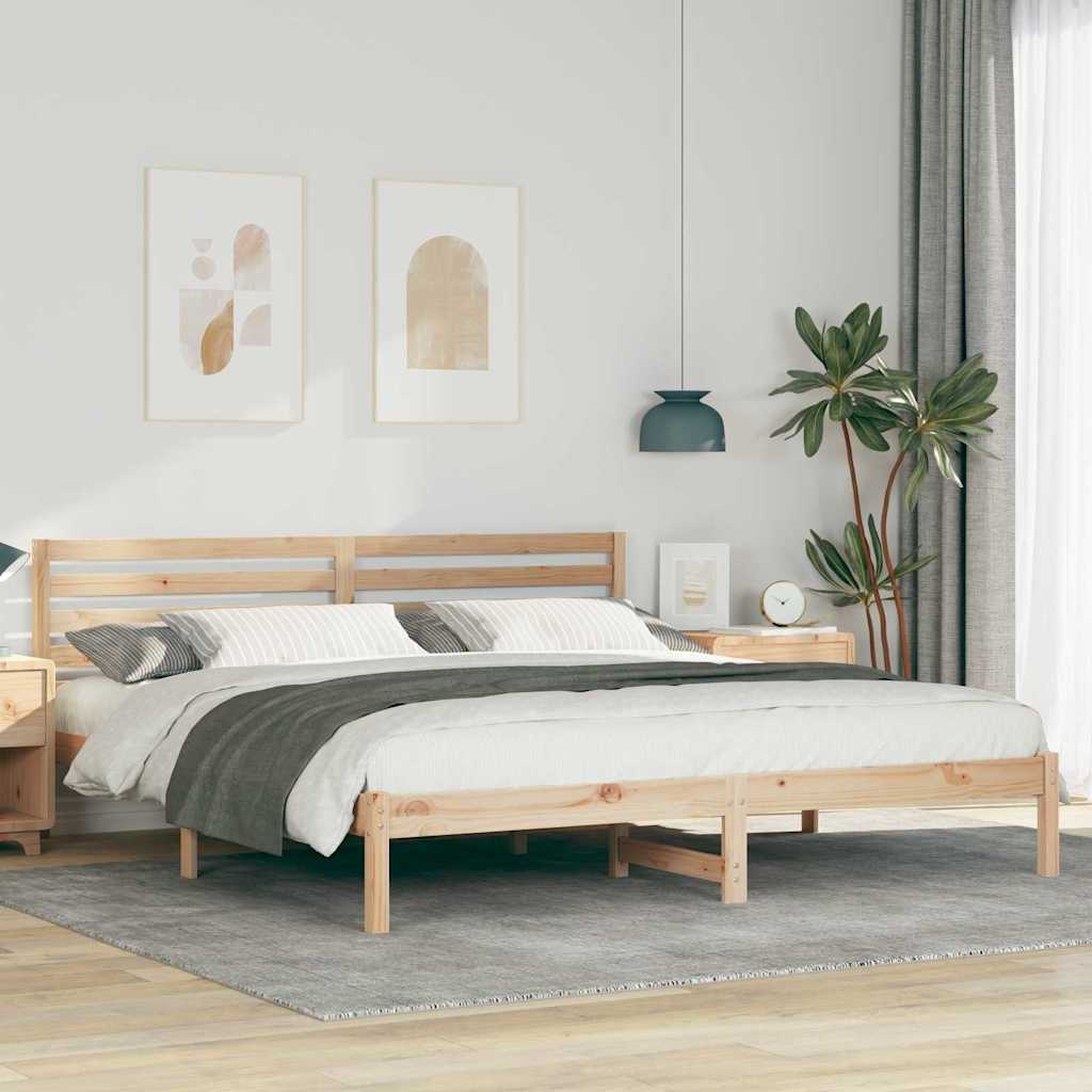 Bettgestell mit Kopfteil Braun 200 x 200 cm Massivkiefer