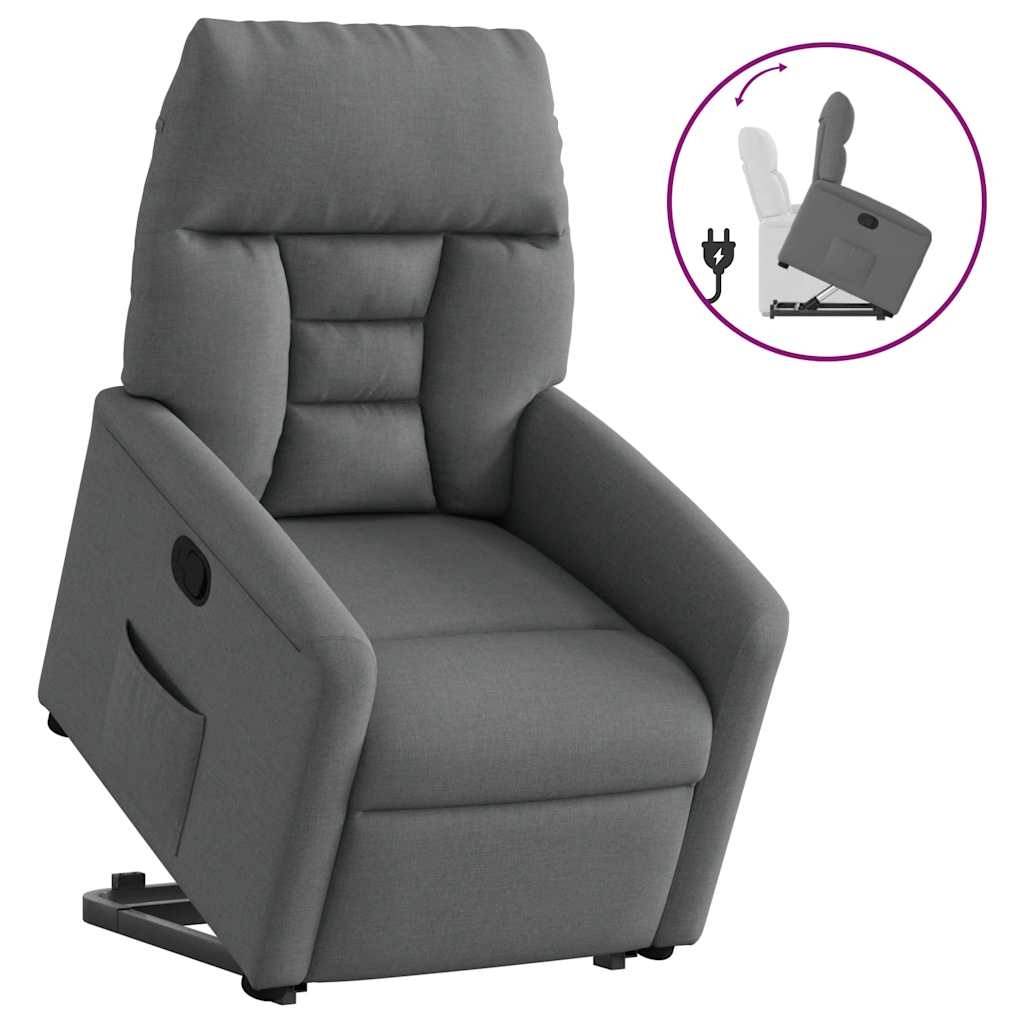 Relaxsessel mit Aufstehhilfe Dunkelgrau Stoff