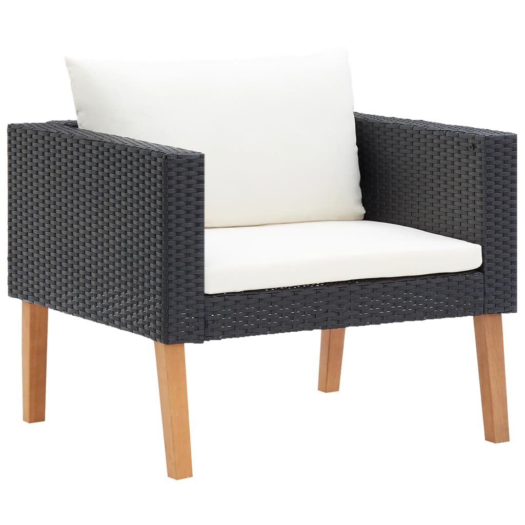 1-Sitzer-Gartensofa mit Auflagen Poly Rattan Schwarz 1-Sitzer-Gartensofa mit Auflagen Poly Rattan Schwarz