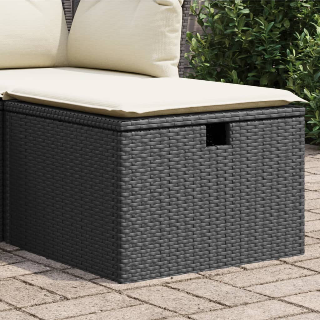 Gartenhocker mit Kissen Schwarz 55x55x37 cm Poly Rattan Gartenhocker mit Kissen Schwarz 55x55x37 cm Poly Rattan