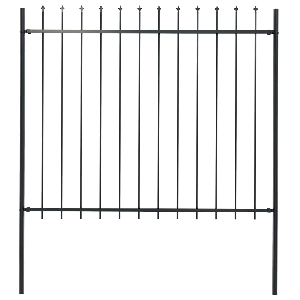 Gartenzaun mit Speerspitzen Stahl 1,7 x 1,5 m Schwarz