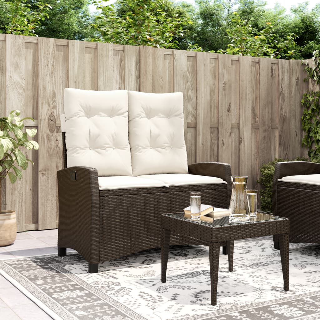 Gartenbank Verstellbar mit Kissen Braun Poly Rattan Gartenbank Verstellbar mit Kissen Braun Poly Rattan