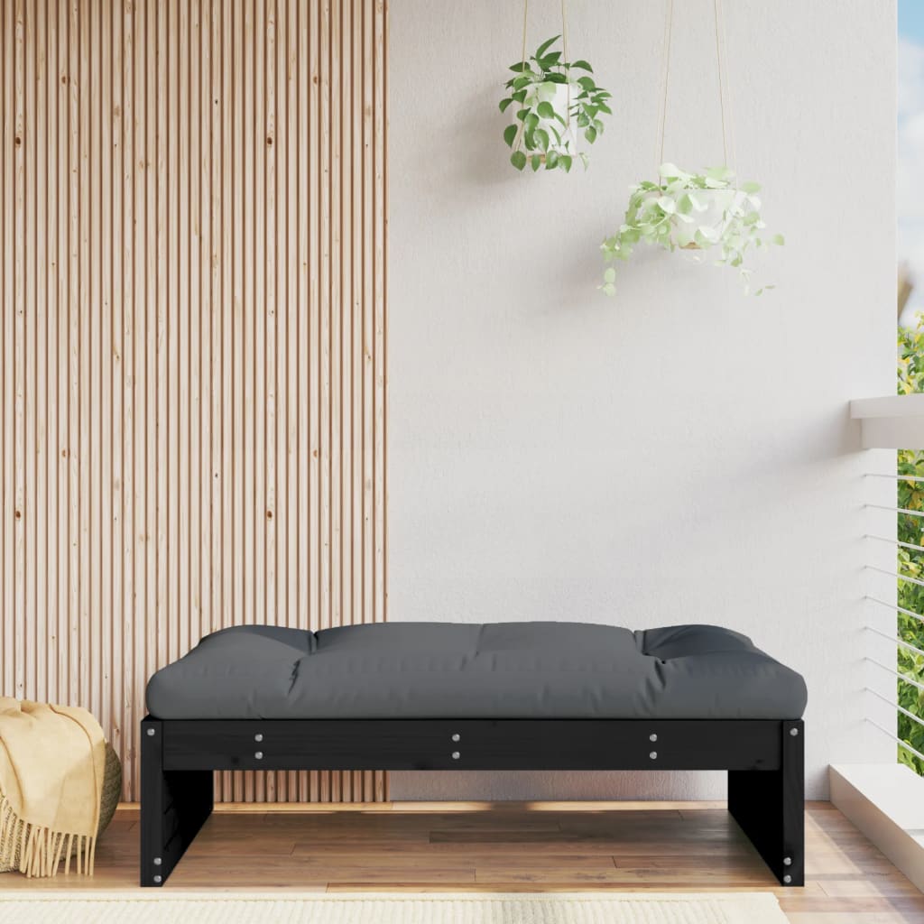 Gartenhocker Schwarz 120x80 cm Massivholz Kiefer Gartenhocker Schwarz 120x80 cm Massivholz Kiefer