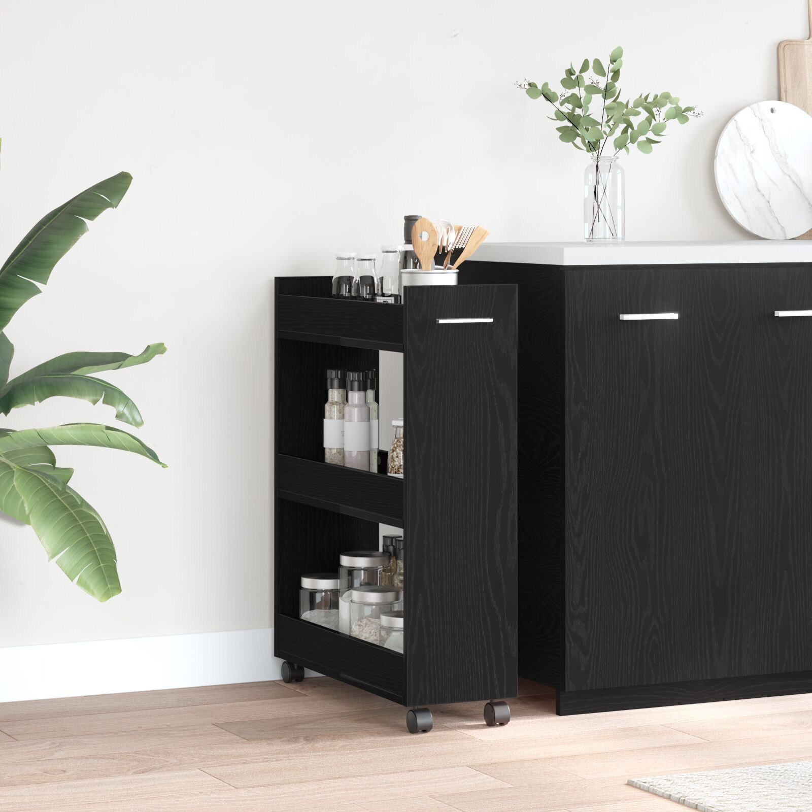 Rollschrank Schwarz Eiche 60x22x79 cm Holzwerkstoff