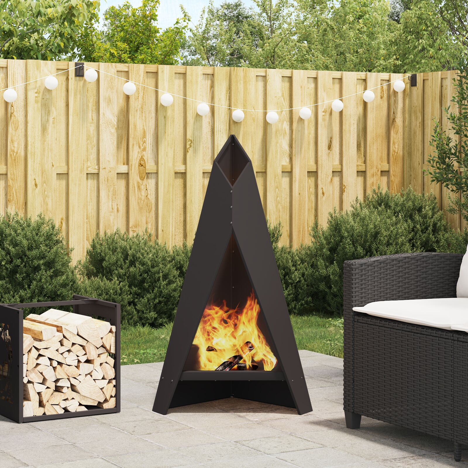 vidaXL Feuerstelle Pyramid 58x36x100 cm Wetterfester Stahl