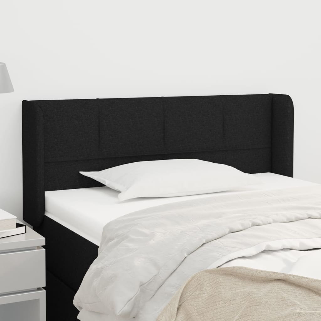 Kopfteil mit Ohren Schwarz 103x16x78/88 cm Stoff