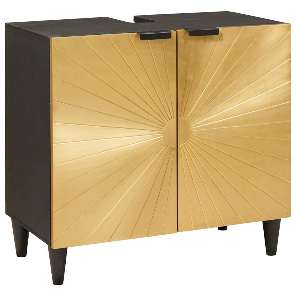 Spülenschrank mit Regal Schwarz und Gold 62 x 33 x 58 cm Spülenschrank mit Regal Schwarz und Gold 62 x 33 x 58 cm
