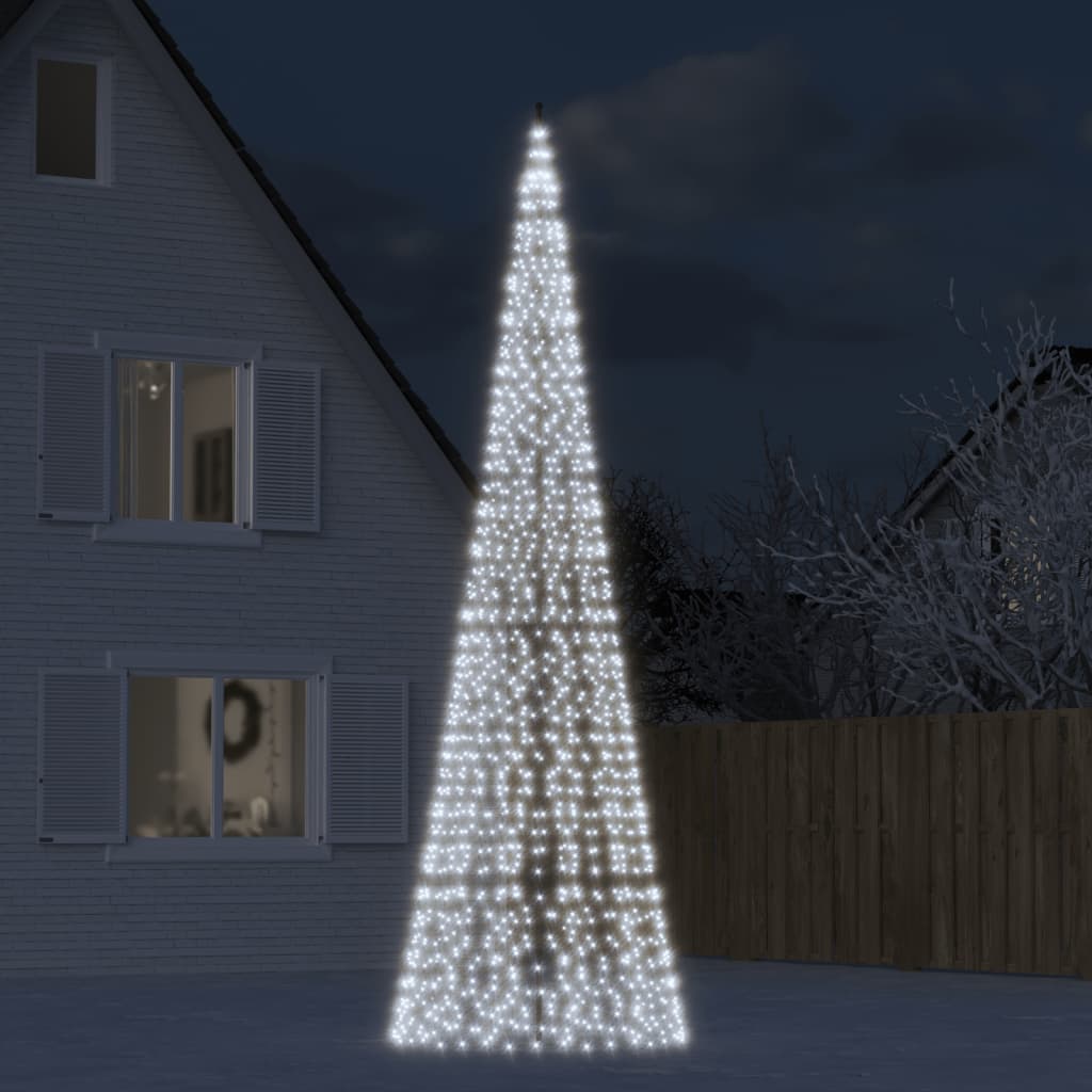 LED-Weihnachtsbaum für Fahnenmast 1534 LEDs Kaltweiß 500 cm