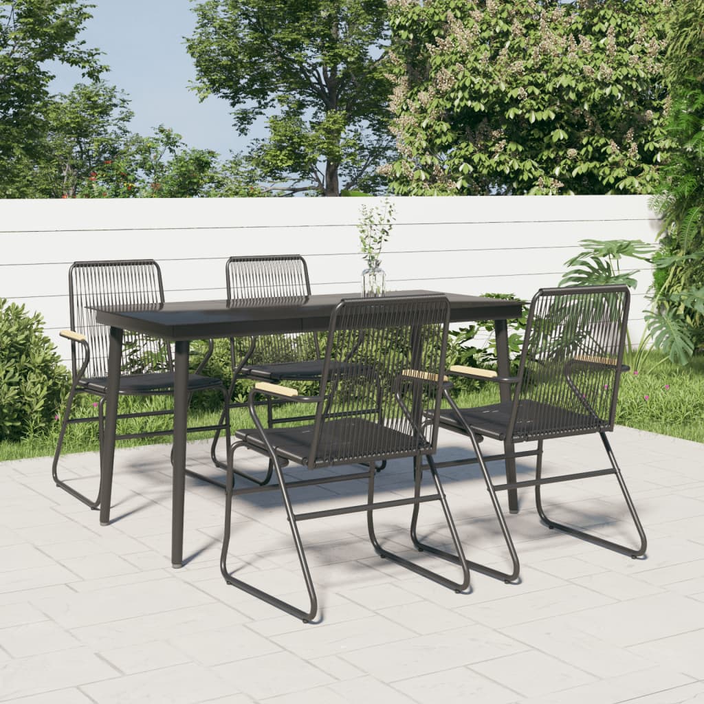 5-tlg. Garten-Essgruppe Schwarz PVC Rattan 5-tlg. Garten-Essgruppe Schwarz PVC Rattan