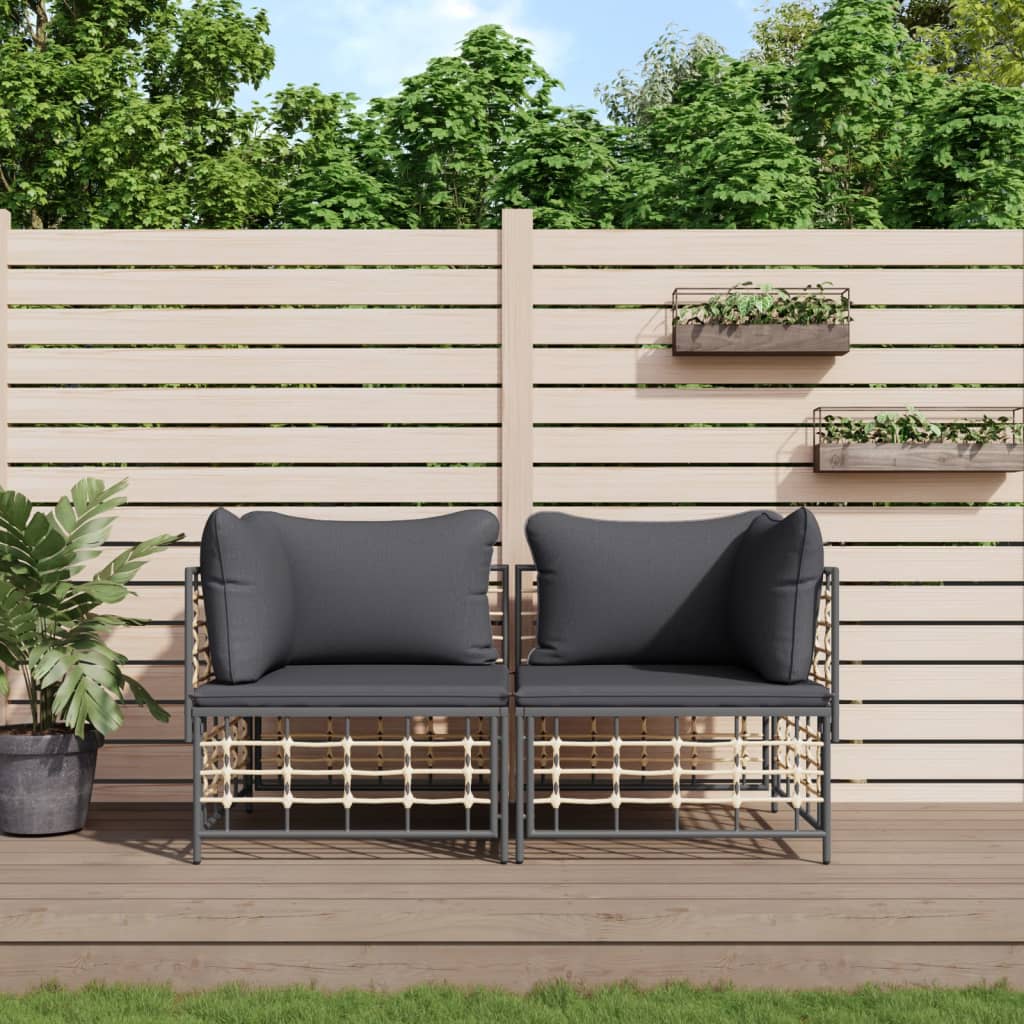 Ecksofas mit Kissen 2 Stk. Modular Poly Rattan Ecksofas mit Kissen 2 Stk. Modular Poly Rattan
