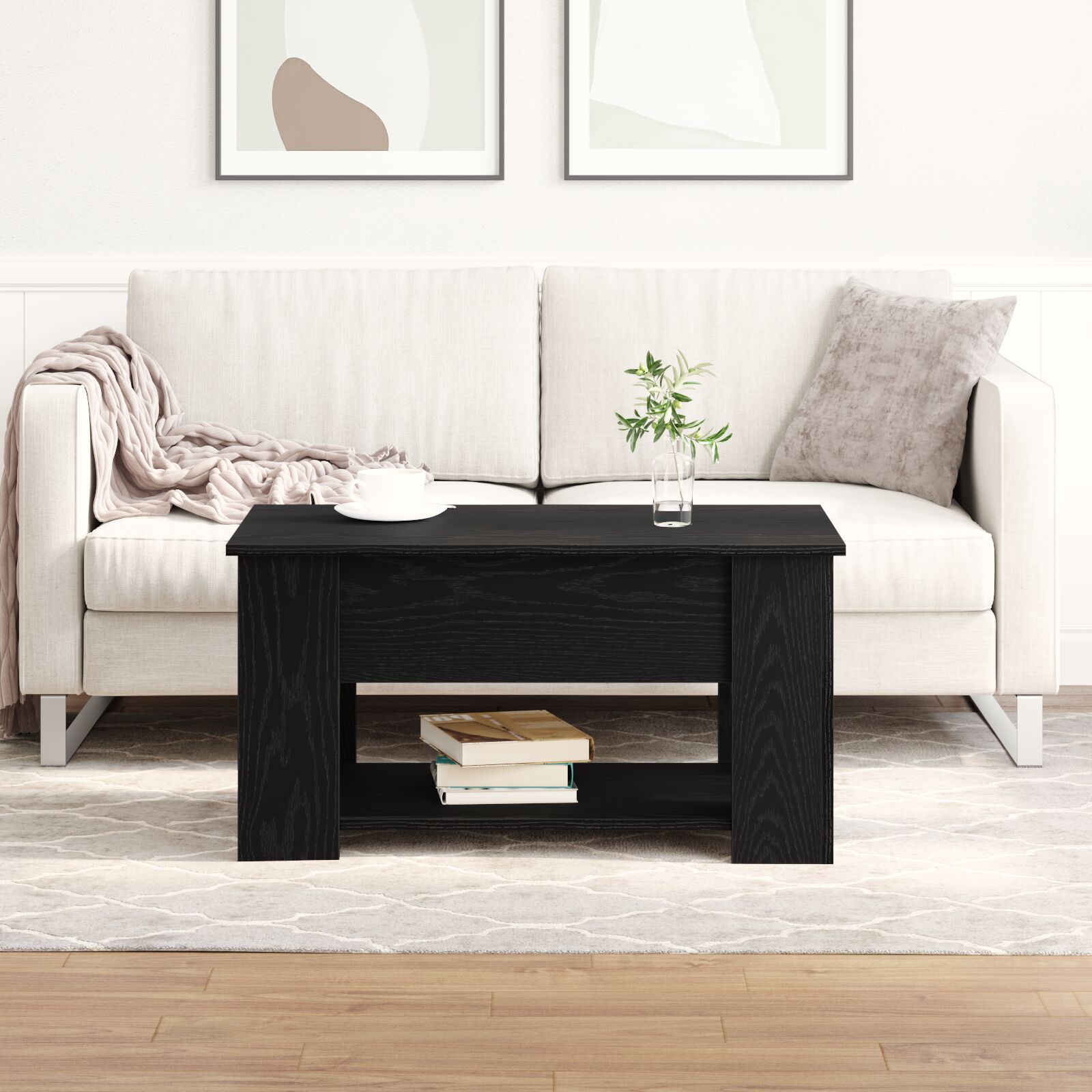 vidaXL Schwarzer Eichencouchtisch 79x49x41 cm aus Holzwerkstoff