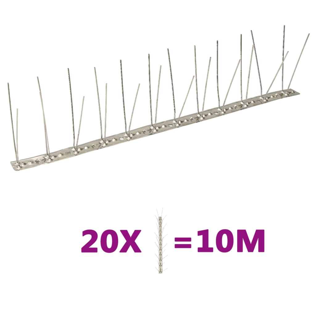 20-tlg. Taubenabwehr Spikes-Set Edelstahl 10 m 4-reihig