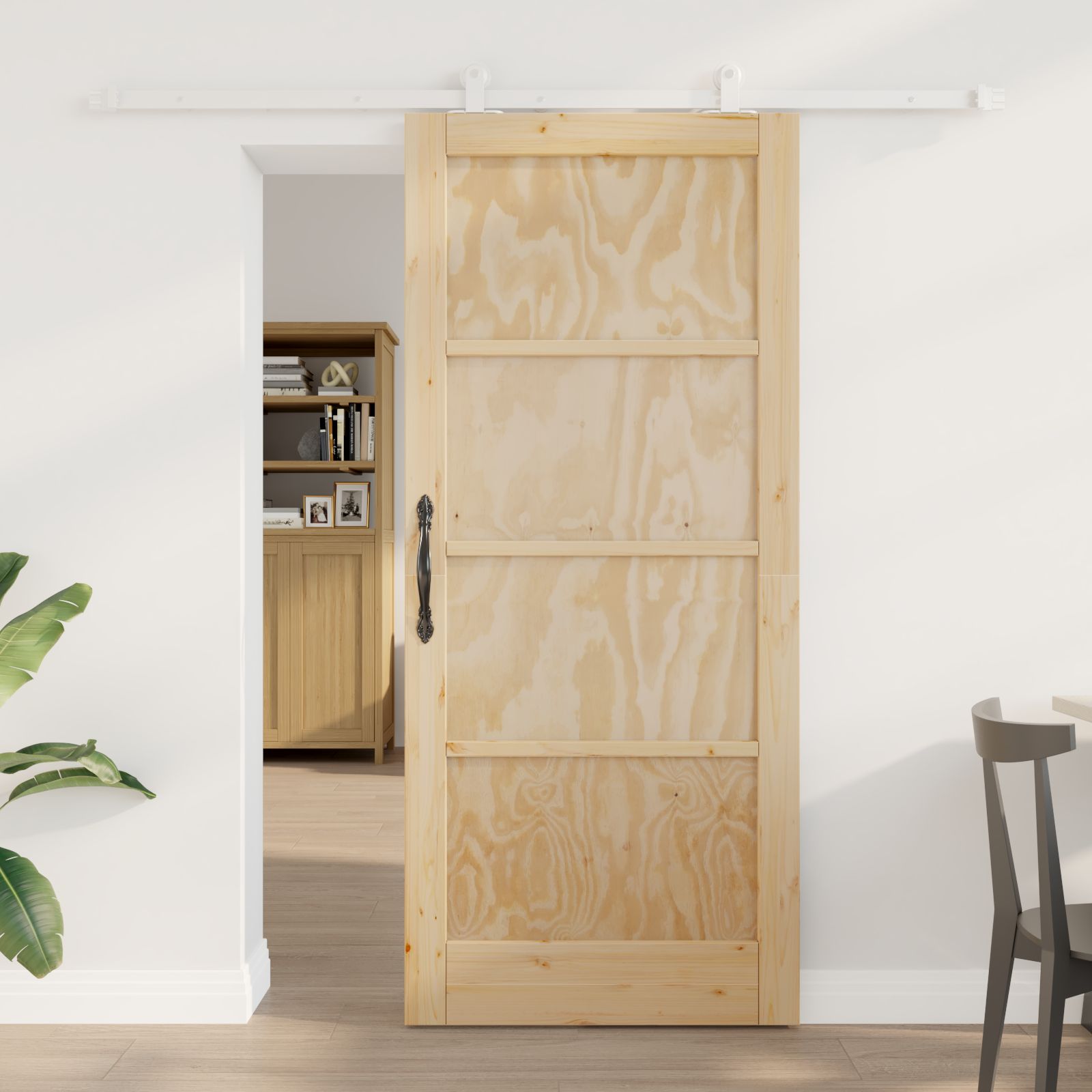 Schiebetür mit Hardware Set 'ORKDAL'Massivholz Kiefer