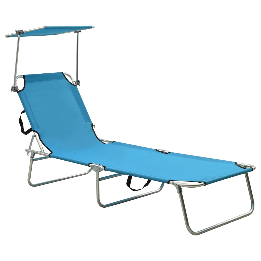 Klappliege mit Sonnendach Blau Aluminium Klappliege mit Sonnendach Blau Aluminium