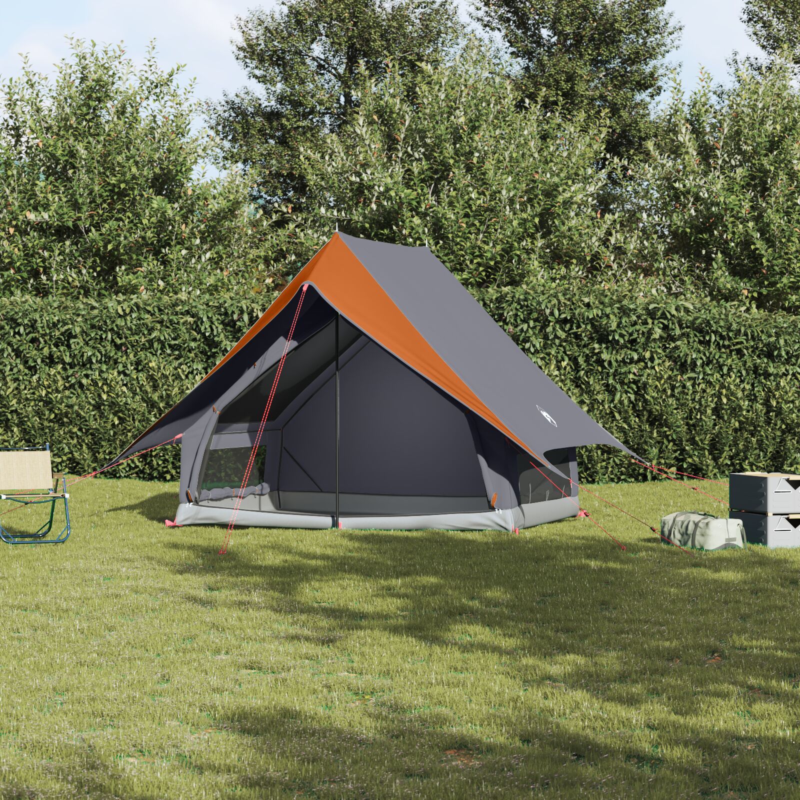 Campingzelt 3-Personen Grau und Orange Polyester 3-Personen