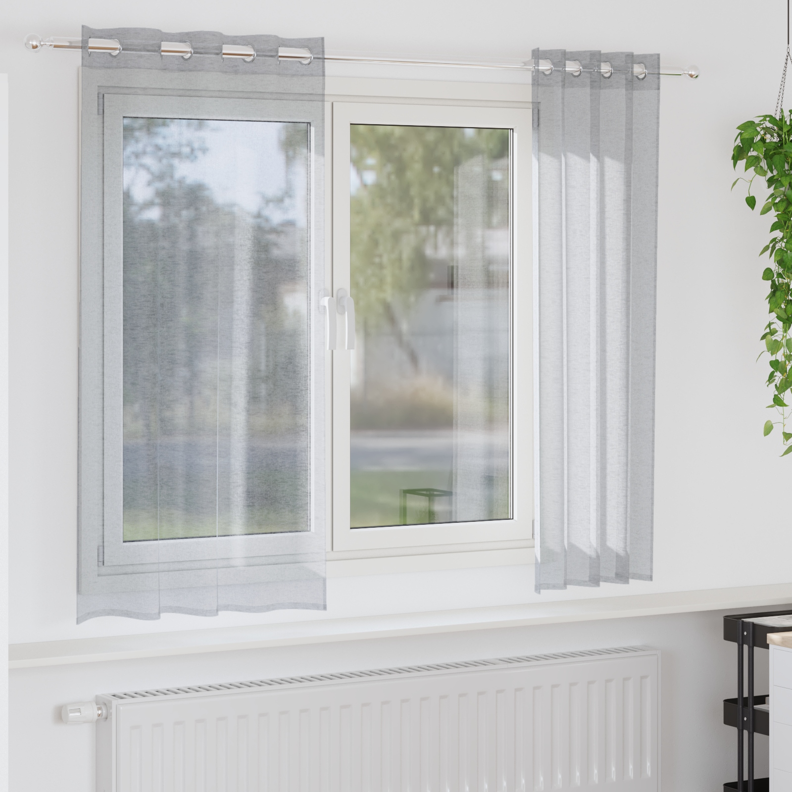 Vorhänge mit Vorhängen 2 pcs Dunkelgrau 140 x 175 cm Polyester