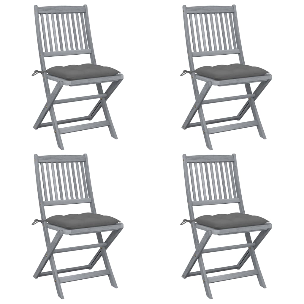 Klappbare Gartenstühle 4 Stk. mit Kissen Massivholz Akazie Klappbare Gartenstühle 4 Stk. mit Kissen Massivholz Akazie