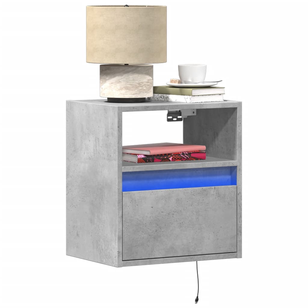 TV-Wandschränke LED-Beleuchtung 2 Stk. Betongrau 41x31x45 cm