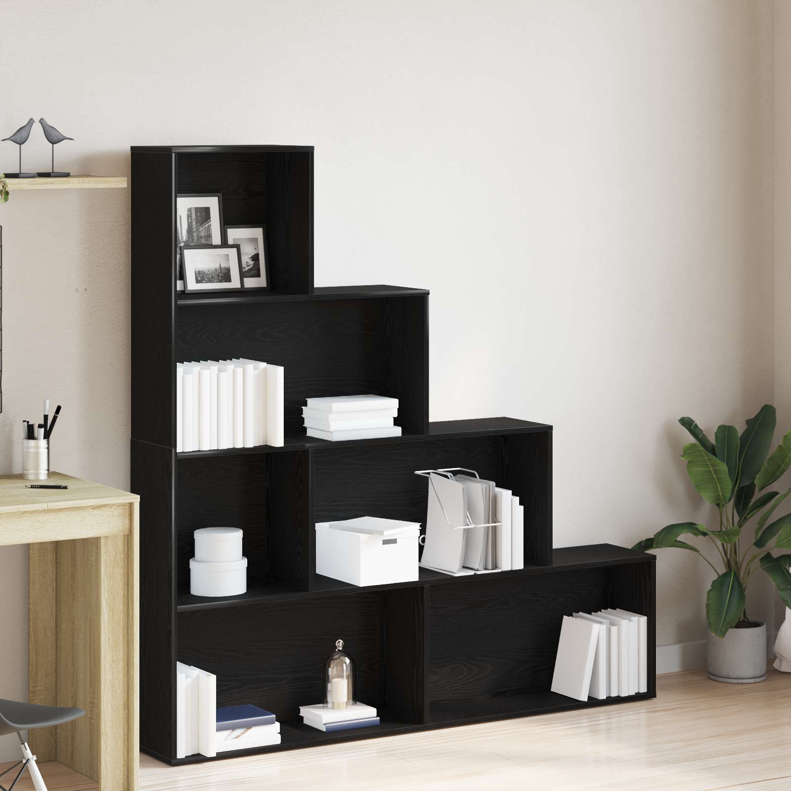 Bücherregal/Raumteiler Schwarz Eiche 155x24x160cm Holzwerkstoff