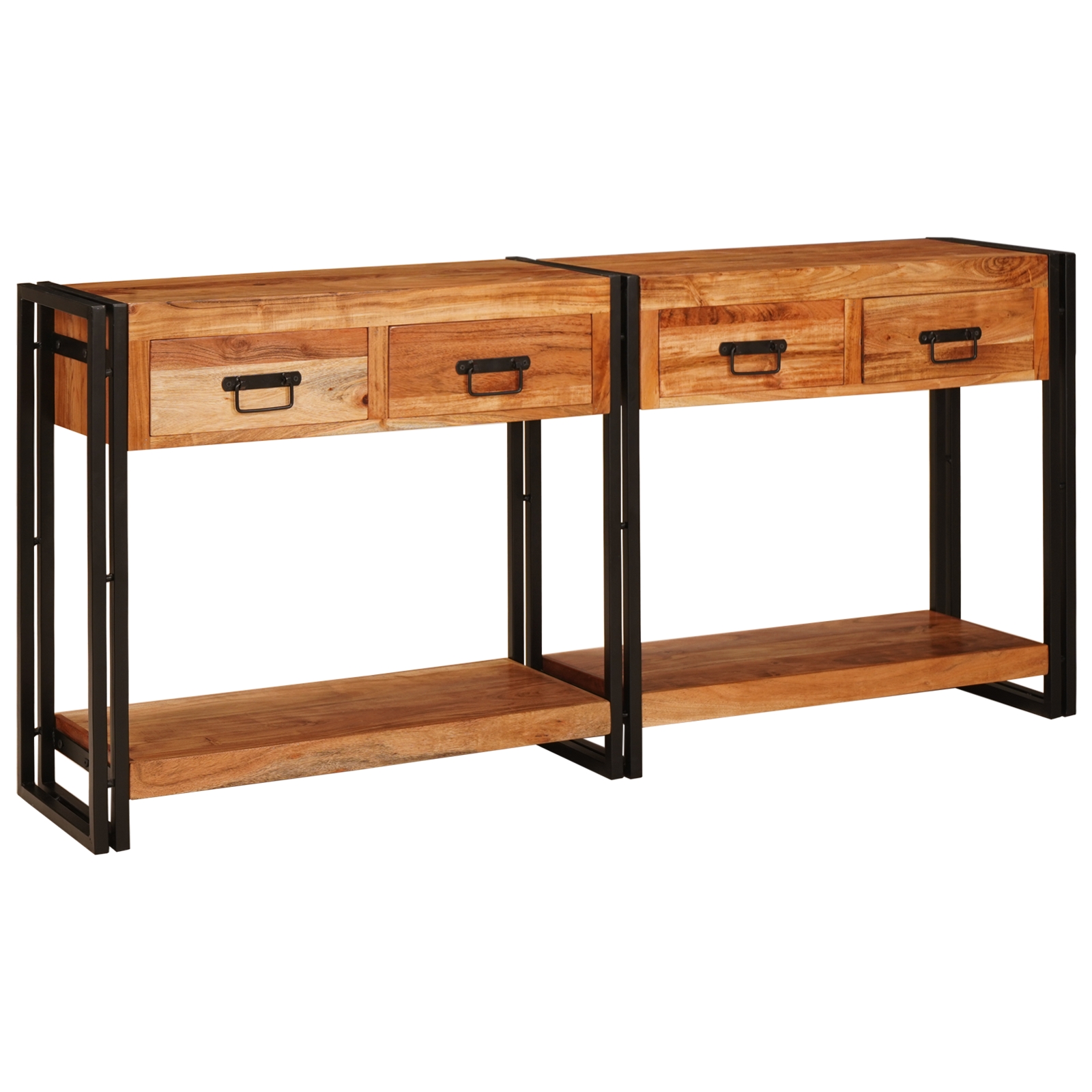 Konsole Tisch 2 2 pcs Braun 160 x 33 x 75 cm Massivholz Akazie