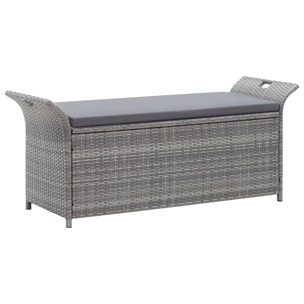 Truhenbank mit Auflage Grau 138 cm Poly Rattan Truhenbank mit Auflage Grau 138 cm Poly Rattan