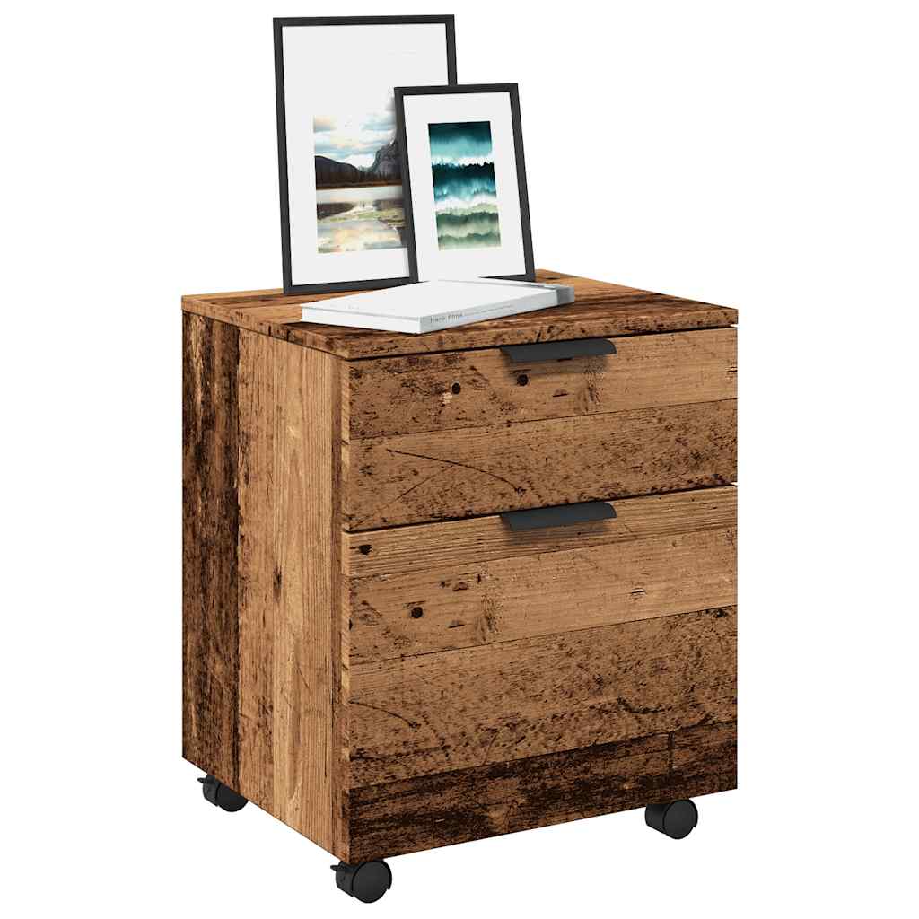 Mobiler Aktenschrank mit Rollen Altholz 45x38x54 cm