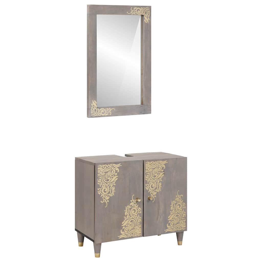 Badezimmermöbel Set Wandmontiert 2 pcs Grau 62 x 33 x 58 cm